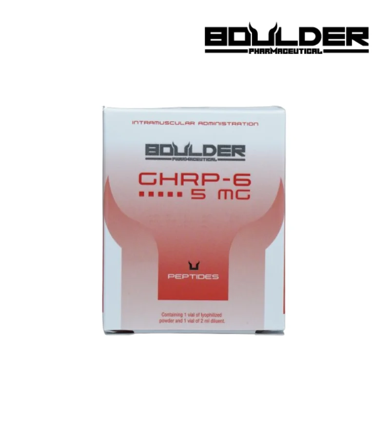 GHRP-6 5 MG Péptido Boulder Pharmaceutical – Estimulante de GH, apetito y volumen muscular.