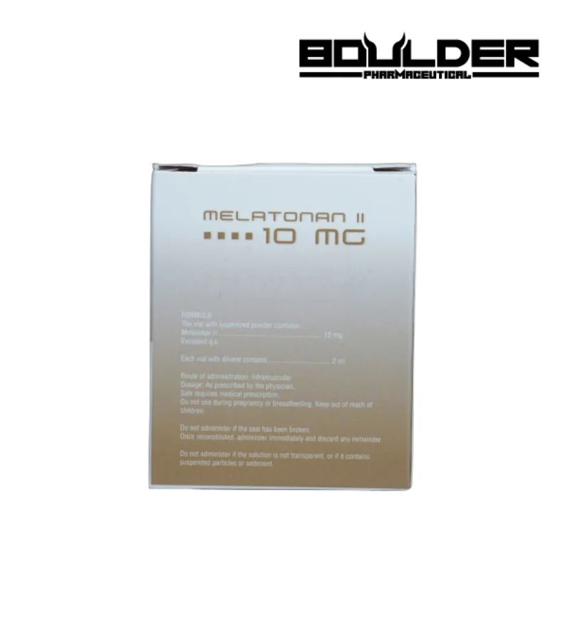 Parte posterior de la caja de Melatonan II 10 mg de Boulder Pharmaceutical