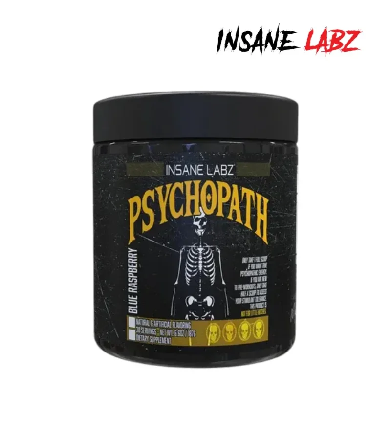 Insane Labz Psychopath 30 porciones pre entrenamiento sabor Blue Raspberry en polvo