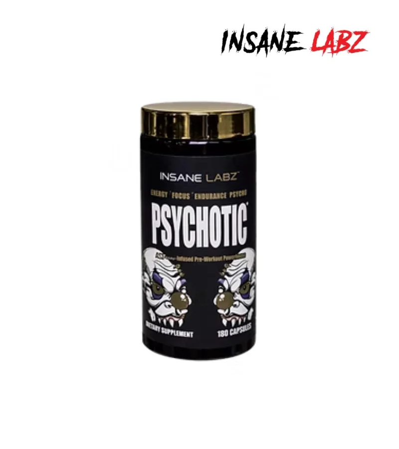 Insane Labz Psychotic Gold 180 cápsulas suplemento para energía y enfoque.