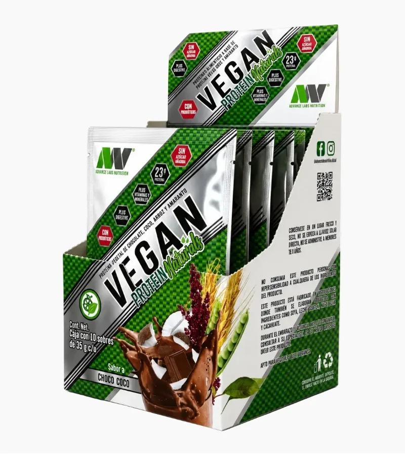 Vegan Protein Naturals Advance Labs Nutrition 10 Sobres